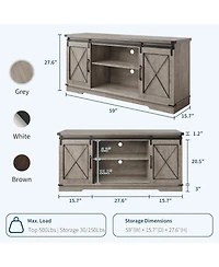 gaomon Farmhouse Tv Stand for up to 65 Inches, Entertainment Center with Sliding Barn Doors and Adjustable Shelf
