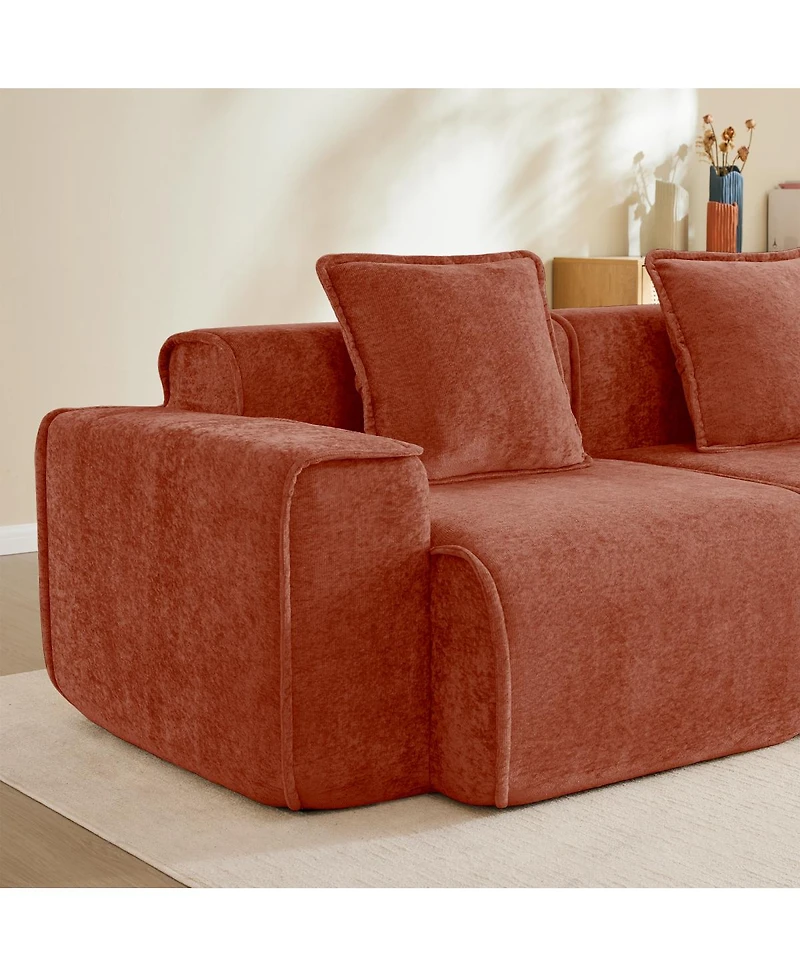 Streamdale Furniture Streamlined Deep Seat Modular 3-Seat Boneless Sofa with French Edge Piping, Red Velvet