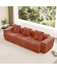 Streamdale Furniture Streamlined Deep Seat Modular 3-Seat Boneless Sofa with French Edge Piping, Red Velvet