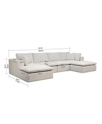 Streamdale Furniture Modular Sectional Sofa, Upholstered Couch, 5PC Free Combination, White