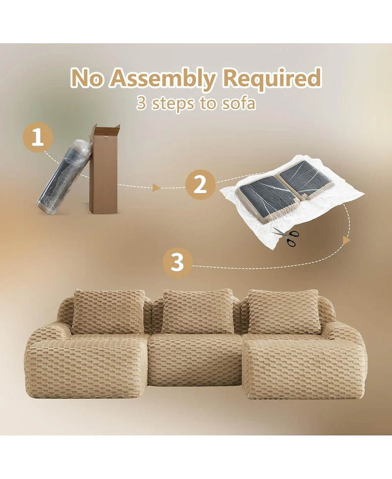 Streamdale Furniture Modern U-Shaped Modular Sectional Sofa, Flannelette, Oversized 3-Seater, Movable Ottoman