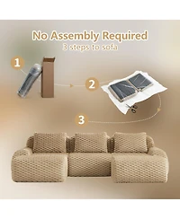 Streamdale Furniture Modern U-Shaped Modular Sectional Sofa, Flannelette, Oversized 3-Seater, Movable Ottoman