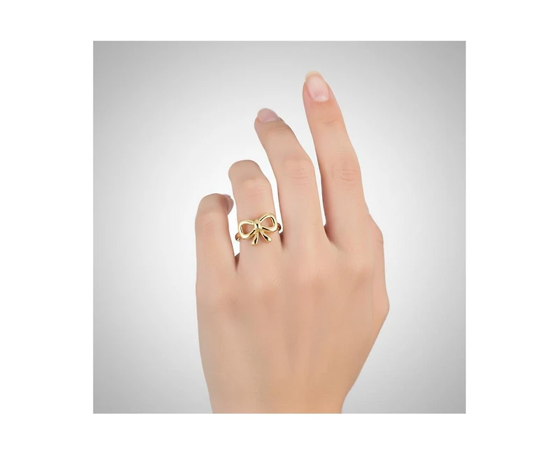GiGiGirl Timeless Bow Shaped Polished Knot Ring 14K Gold Plated