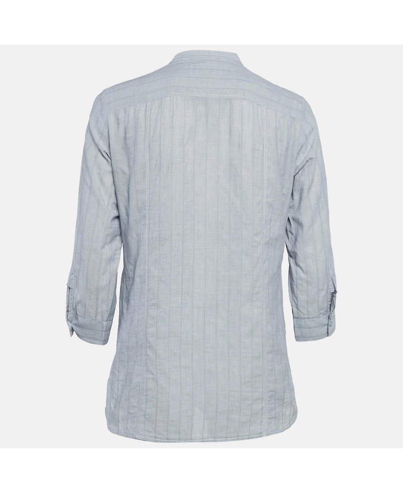 Pre-Owned Burberry Women's Brit Grey Pinstripe Button Front Blouse