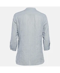 Pre-Owned Burberry Women's Brit Grey Pinstripe Button Front Blouse