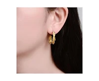 Rachel Glauber Timeless Wavy Hoop Statement Earrings in Two-Toned Gold Plated