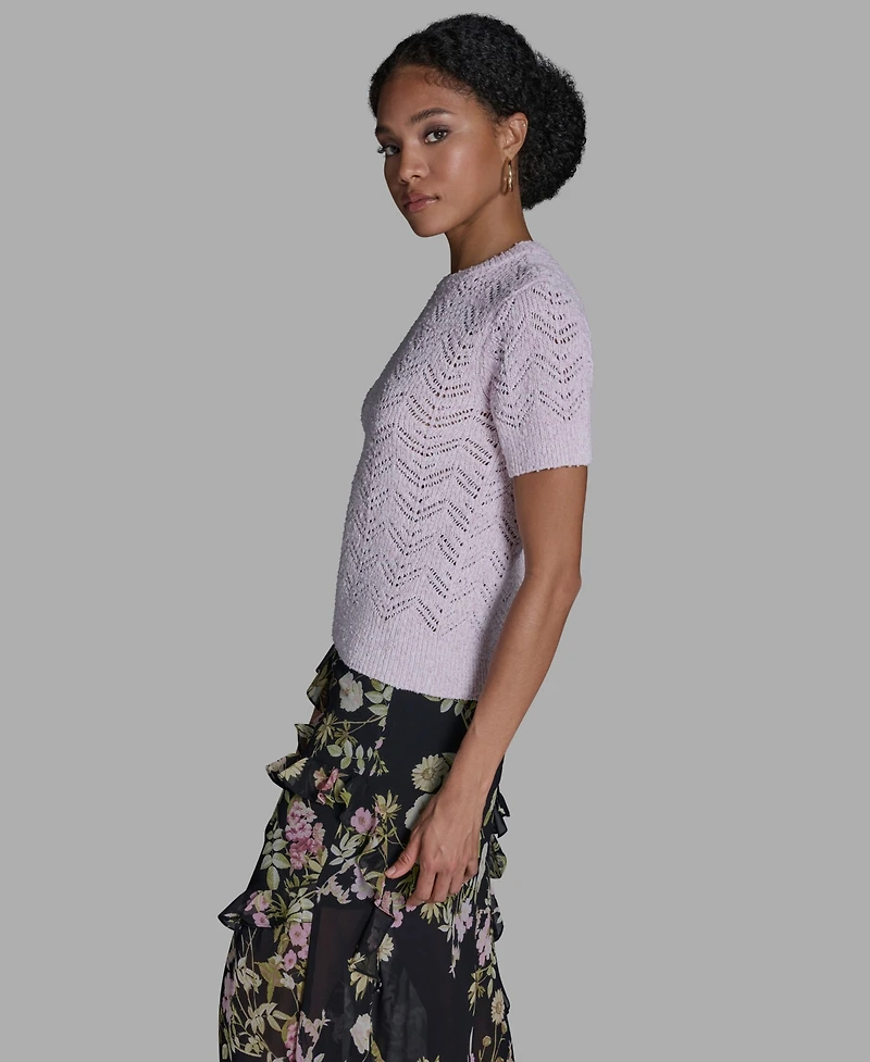 Bcbg Women's Crewneck Oversized Zig Zag Sweater