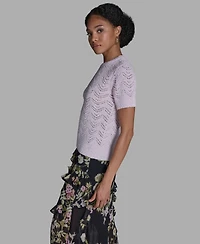 Bcbg Women's Crewneck Oversized Zig Zag Sweater