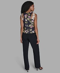 Bcbg Women's V-Neck Sleeveless Mix Print Top