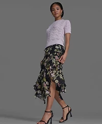 Bcbg Women's Side Zipper Printed Ruffle Maxi Skirt