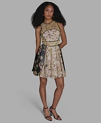 Bcbg Women's Crewneck Mix Print Mini Dress