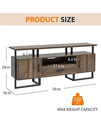 gaomon Mid Century Modern Tv Stand, 75 Inch Entertainment Center with Storage & Drawer, Industrial Console for Living Room, Rustic Brown