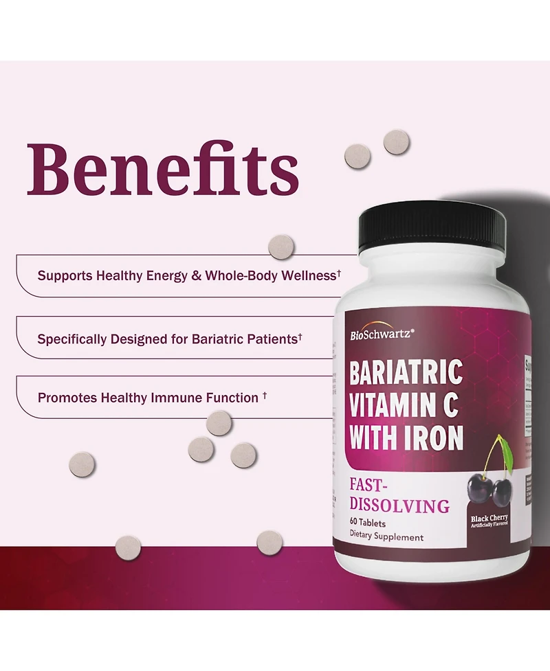 Bioschwartz Bariatric Iron + Vitamin C 30 Day Meltable Tablets, 60ct