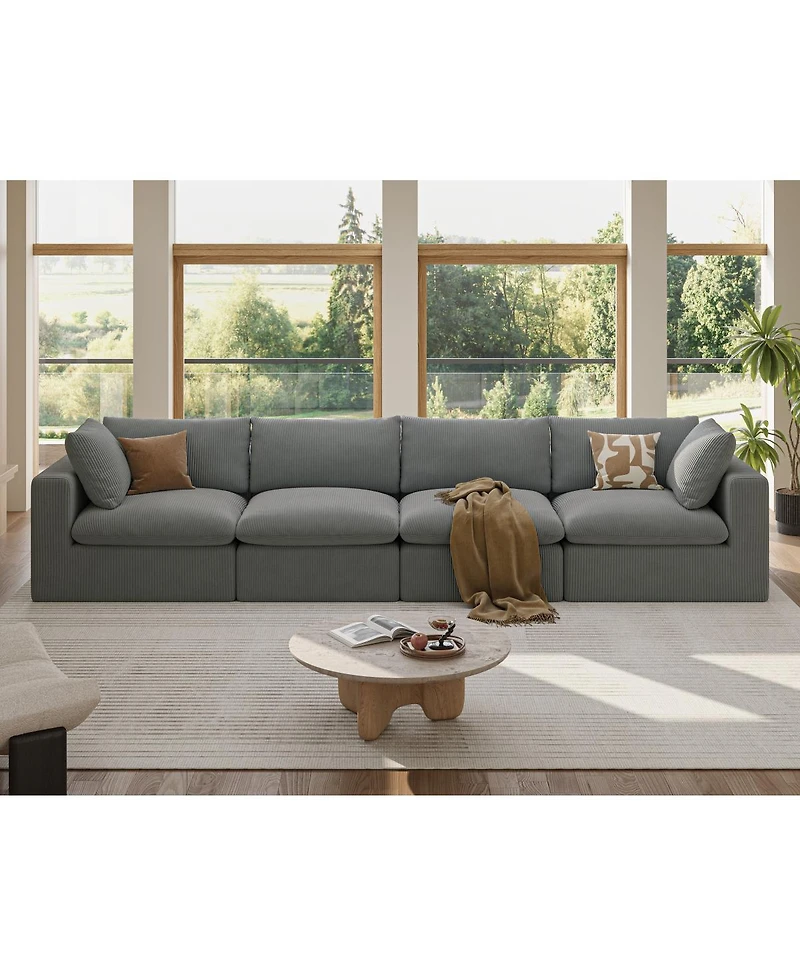 Streamdale Furniture Modular Oversized Corduroy Sectional Sofa Couch with 2 Pillows
