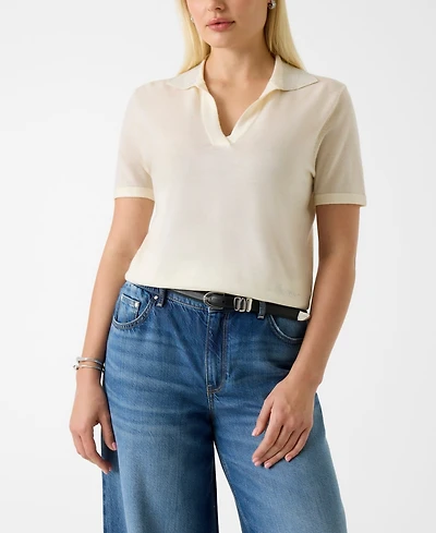 Guess Juniors' Short-Sleeves Rhinestones Polo Stormi Sweater