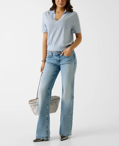 Guess Juniors' Short-Sleeves Rhinestones Polo Stormi Sweater