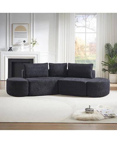 Streamdale Furniture 106.3" V-shaped modular sofa set in chenille fabric with pillows & ottomans