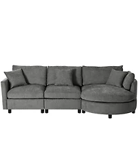 Streamdale Furniture 105" Chenille 3-Piece Sectional Sofa w/ Curved Chaise & 3 Pillows