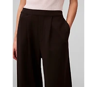 Calvin Klein Women's Ponte High Rise Wide Leg Pants