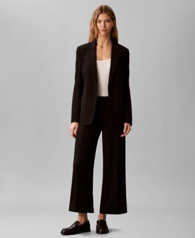 Calvin Klein Womens Crepe Travel Blazer Cropped Wide Leg Pants