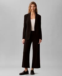 Calvin Klein Womens Crepe Travel Blazer Cropped Wide Leg Pants