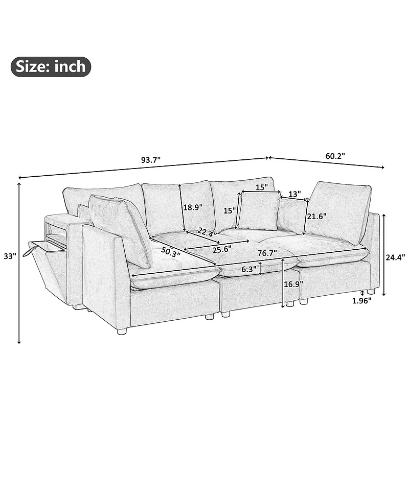 Streamdale Furniture Modern U-shaped with Ottoman