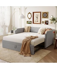 Streamdale Furniture Twin Velvet Upholstered Daybed with Pop Up Trundle