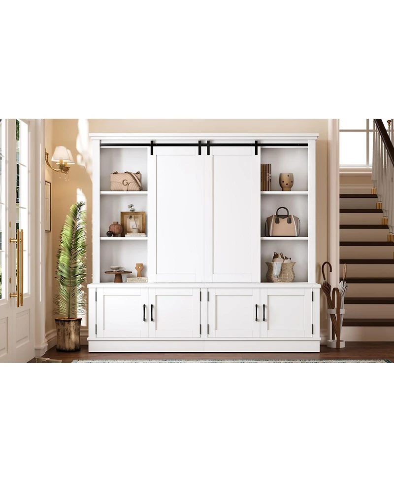 Streamdale Furniture Multifunctional entryway cabinet with sliding rails and tree design