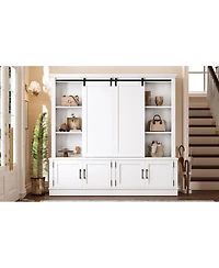 Streamdale Furniture Multifunctional entryway cabinet with sliding rails and tree design