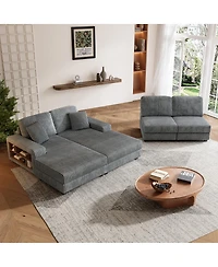 Streamdale Furniture Double-seater Corduroy Sofa, Dark Gray