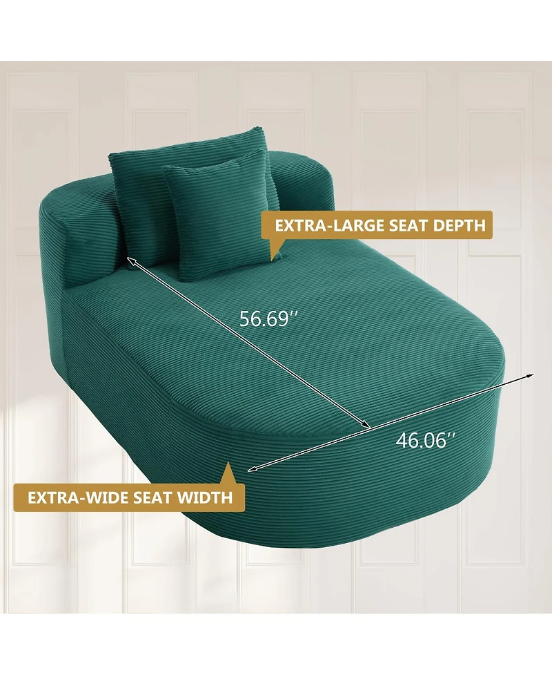 Streamdale Furniture 67.5" Chaise Lounge Indoor Corduroy Oversized Sleeper Sofa