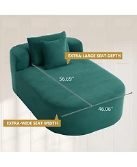 Streamdale Furniture 67.5" Chaise Lounge Indoor Corduroy Oversized Sleeper Sofa