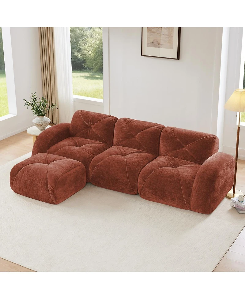 Streamdale Furniture L-Shaped Velvet Sofa, Tufted, Ergonomic, High-Density Sponge, No Assembly