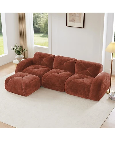 Streamdale Furniture L-Shaped Velvet Sofa, Tufted, Ergonomic, High-Density Sponge, No Assembly