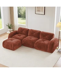 Streamdale Furniture L-Shaped Velvet Sofa, Tufted, Ergonomic, High-Density Sponge, No Assembly