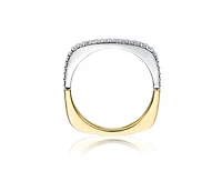 Rachel Glauber Timeless Clear Cz Chic Geometric Band Ring Two-Toned Gold Plated