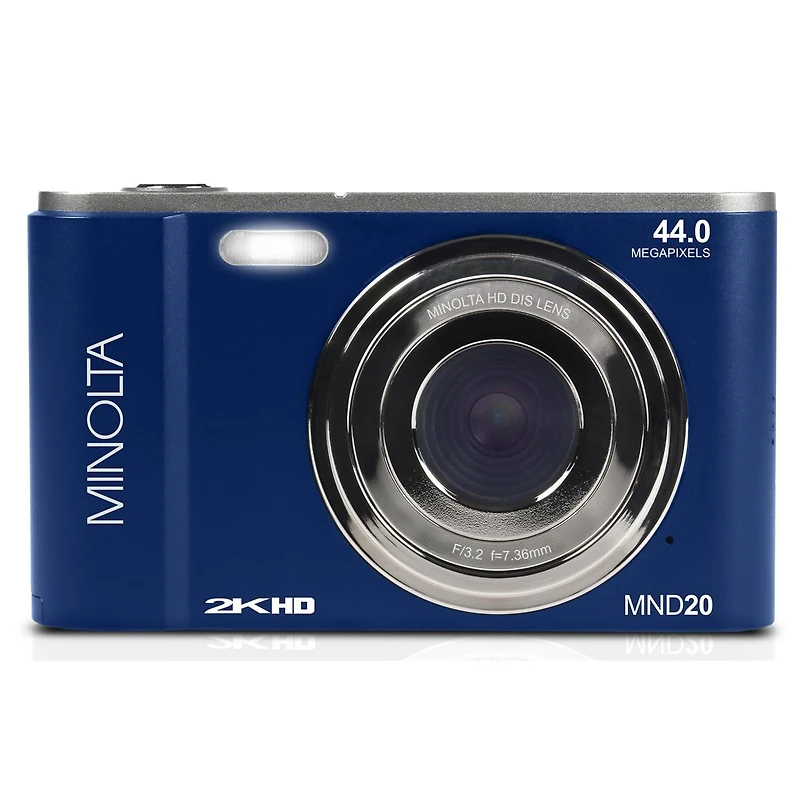 Minolta MND20 44MP 2.7K Quad Hd Digital Camera, Blue, Bundle with 64GB Memory Card, Octopus Tripod, Usb 2.0 Card Reader