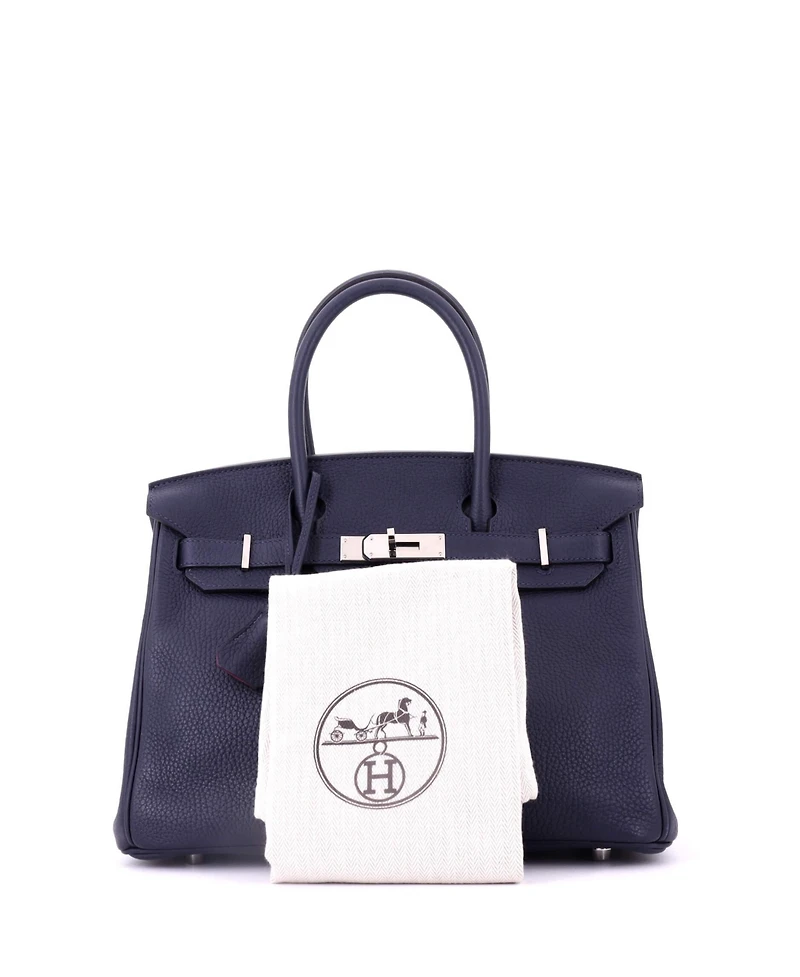 Pre-Owned HERMES Birkin 30 Handbag Verso Clemence with Palladium Hardware