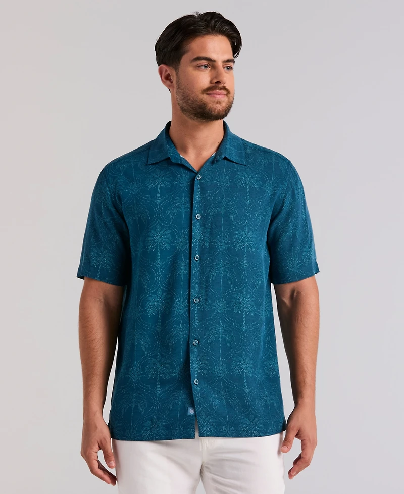 Cubavera Men's Medallion Palm Print Short-Sleeve Button-Down Shirt