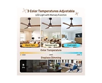 Sofucor 52-inch Modern Brown 3-Blade Ceiling Fan with Remote Control and Light Kit