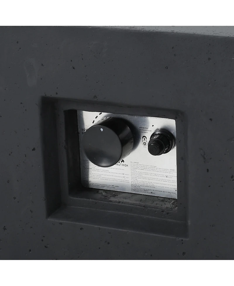 Flynama 50000 Btu Outdoor Propane Fire Pit Dark Grey with Tank Holder Lightweight Concrete Modern Design