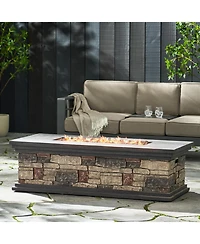 Fire Pits & Outdoor Heaters Rectangle Mgo Fire Pit 50000 Btu 56.25W x26D x17.25H Lightweight Concrete Faux Stone Propane Only