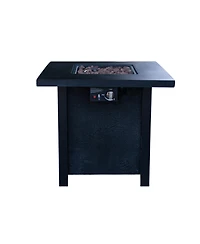 Flynama 28 Inch Square Outdoor Propane Fire Pit Table 50000 Btu Csa Certified Charcoal Texture Rattan Weave Grain