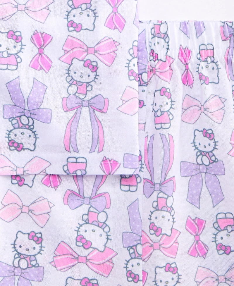 Hello Kitty Girls' 4-10 Button-Down Short Pajamas, 2-Piece Set