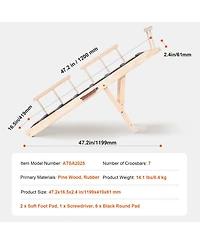 Aostirmotor Foldable Wooden Dog Ramp, Adjustable 47" for Bed & Car, Pets up to 27in Height