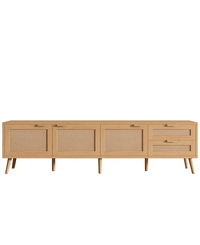 Streamdale Furniture 70" Modern Tv Stand with Rattan Doors & Storage for Living Room