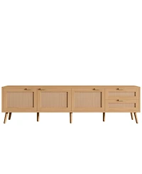 Streamdale Furniture 70" Modern Tv Stand with Rattan Doors & Storage for Living Room
