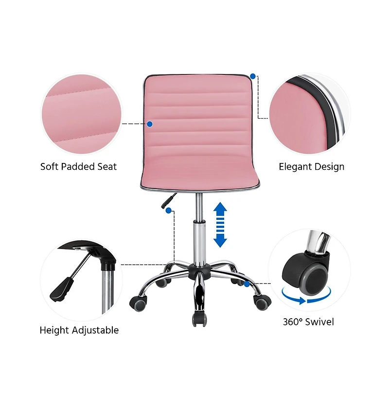 Yaheetech Pu Leather Low Back Swivel Armless Office Chair
