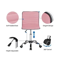 Yaheetech Pu Leather Low Back Swivel Armless Office Chair