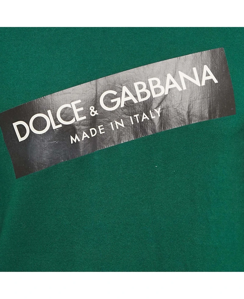 Pre-Owned Dolce & Gabbana Men's Green Logo Print Cotton Crew Neck Sweatshirt